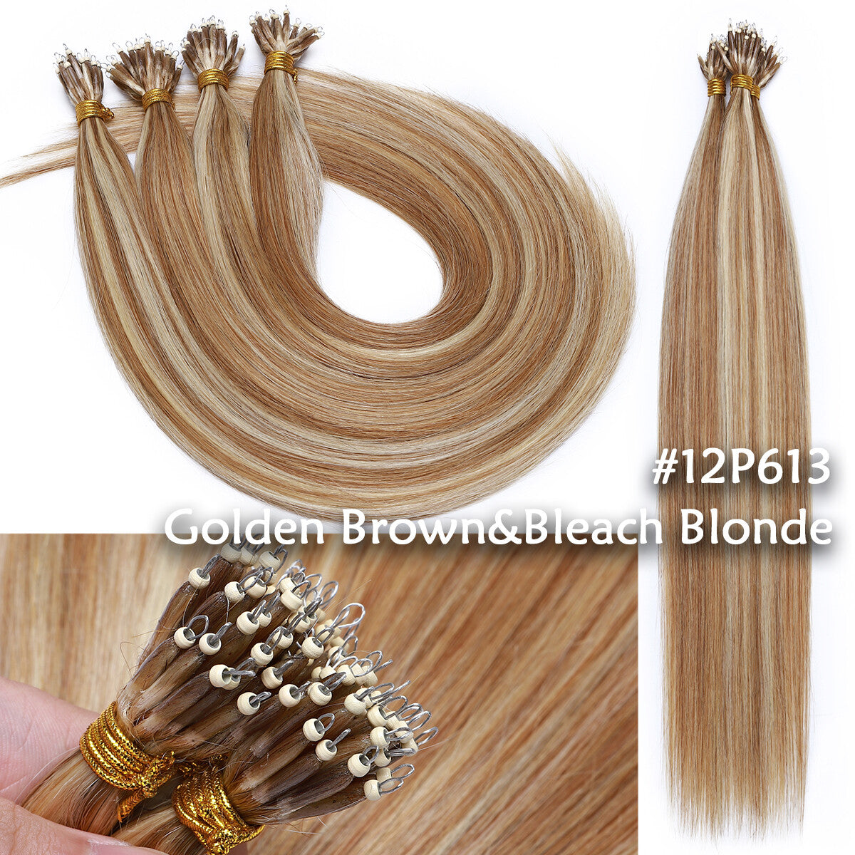 Nano Ring Hair Extensions 100% Human Remy Micro Loop Beads - Multiple Colors & Lengths