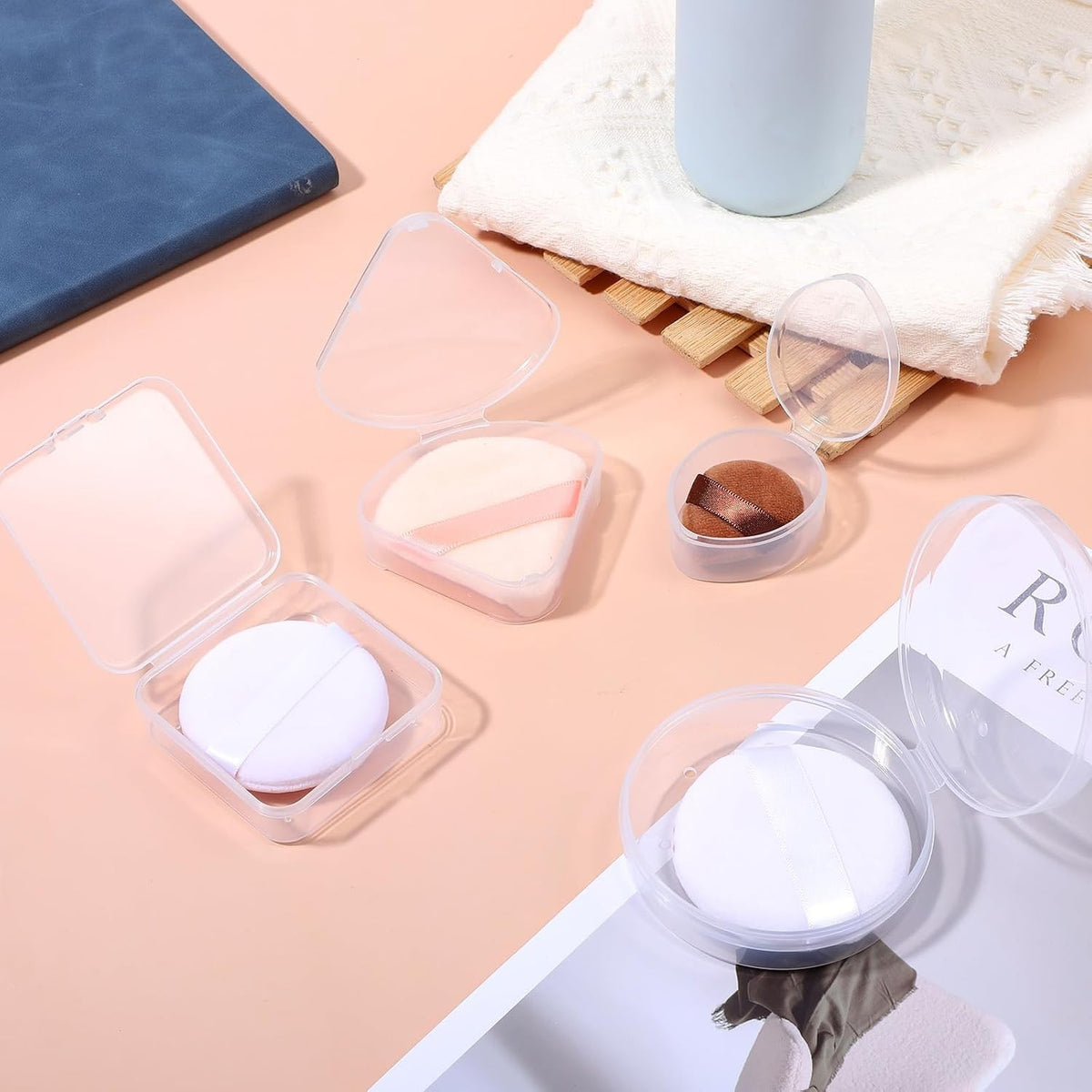 Travel Makeup Puff Storage Cases Set - Transparent Plastic Organizer