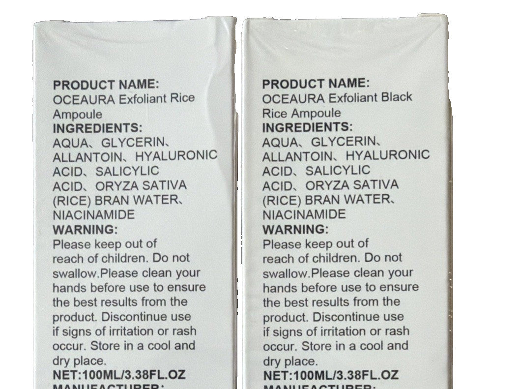 OceAura 2 Pack Exfoliant Black Rice Ampoule & 3.38oz Each