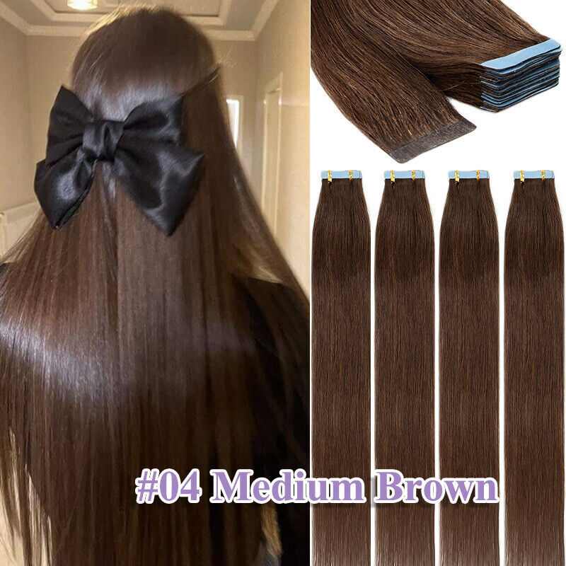 Invisible Tape-In Human Hair Extensions Full Head 24 Inches - Thick Remy Hair