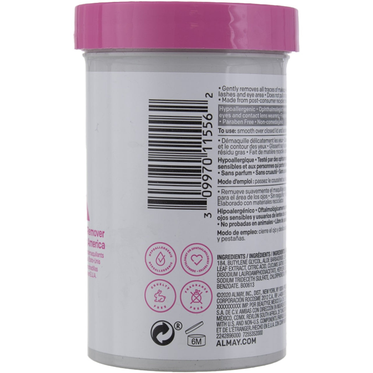 Micellar Eye Makeup Remover Pads - Biodegradable, Gentle for Sensitive Eyes, 120 Count