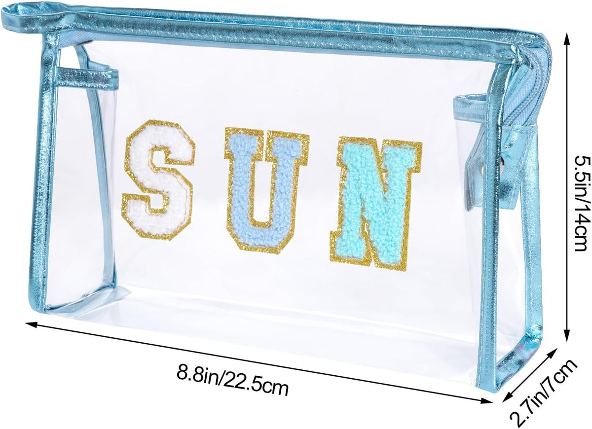 Clear Makeup Bag with Zipper for Travel and Beach - Water-Resistant Pouch