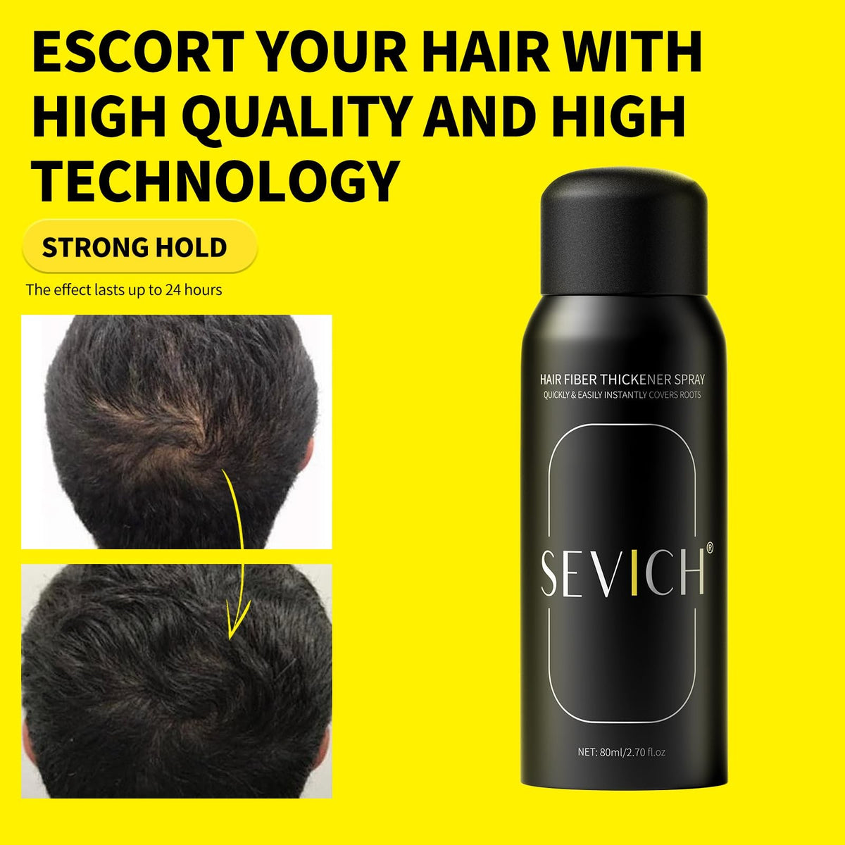 Hair Building Fibers Spray – Instant Thickening Powder, 80ml Black