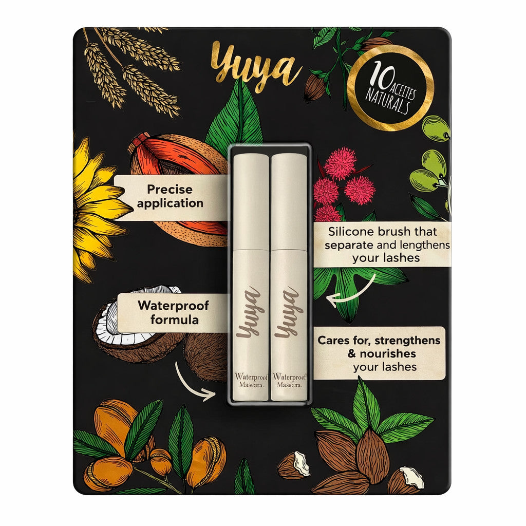Mascara for Eyelashes - Nourishing Waterproof Formula with Silicone Brush - 2 Pieces
