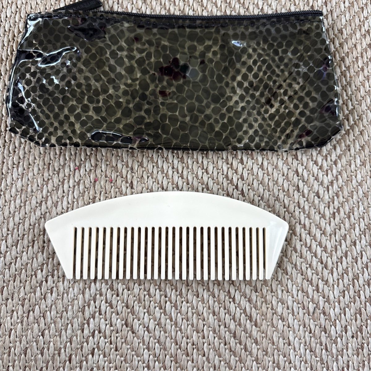 Women’s Animal Print Cosmetic Bag with Comb - Travel Toiletry Organizer