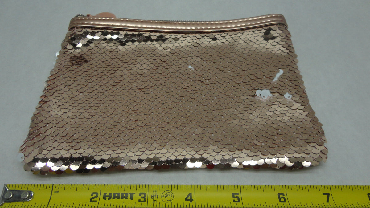 3 Pack Reversible Sequin Makeup Pouches Travel Bag Rose Gold & White