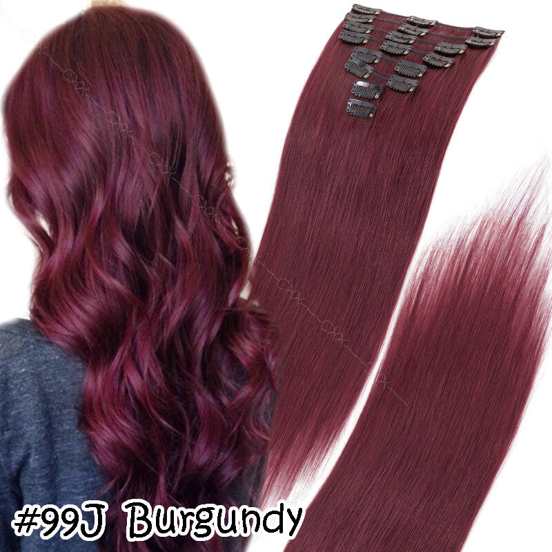 Clip-In Remy Human Hair Extensions Full Head Hairpiece Multiple Colors & Lengths