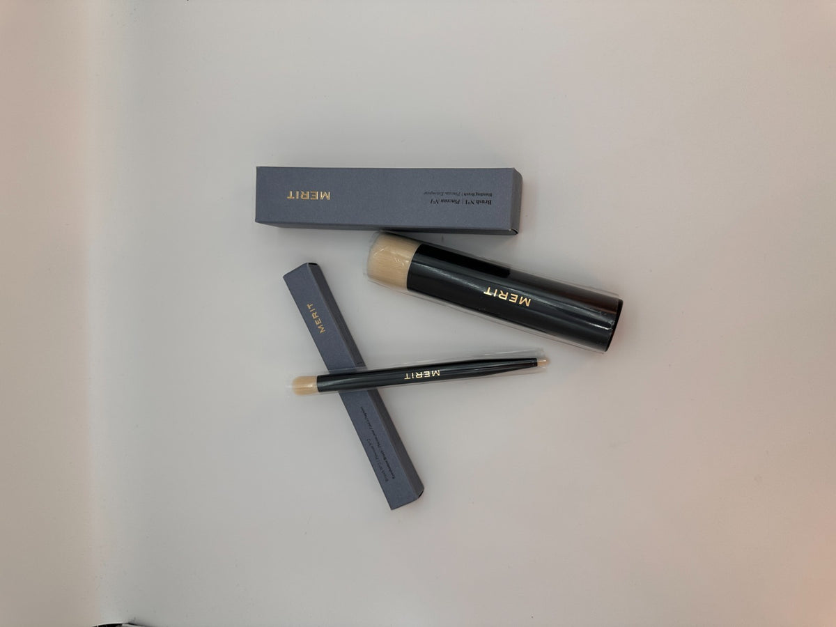 Merit No.1 No.2 Brush Set – 2-Piece Makeup Brushes for Face & Eyes (NIB)