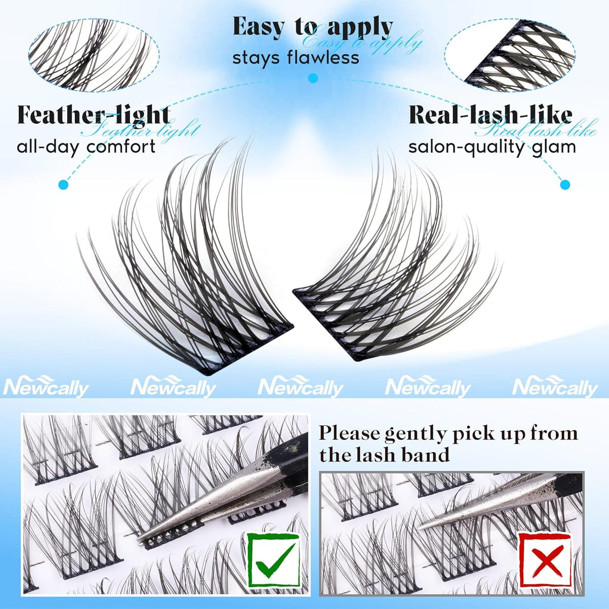Natural C-Curl Lash Clusters 10-14mm Wispy Individual Eyelash Extensions