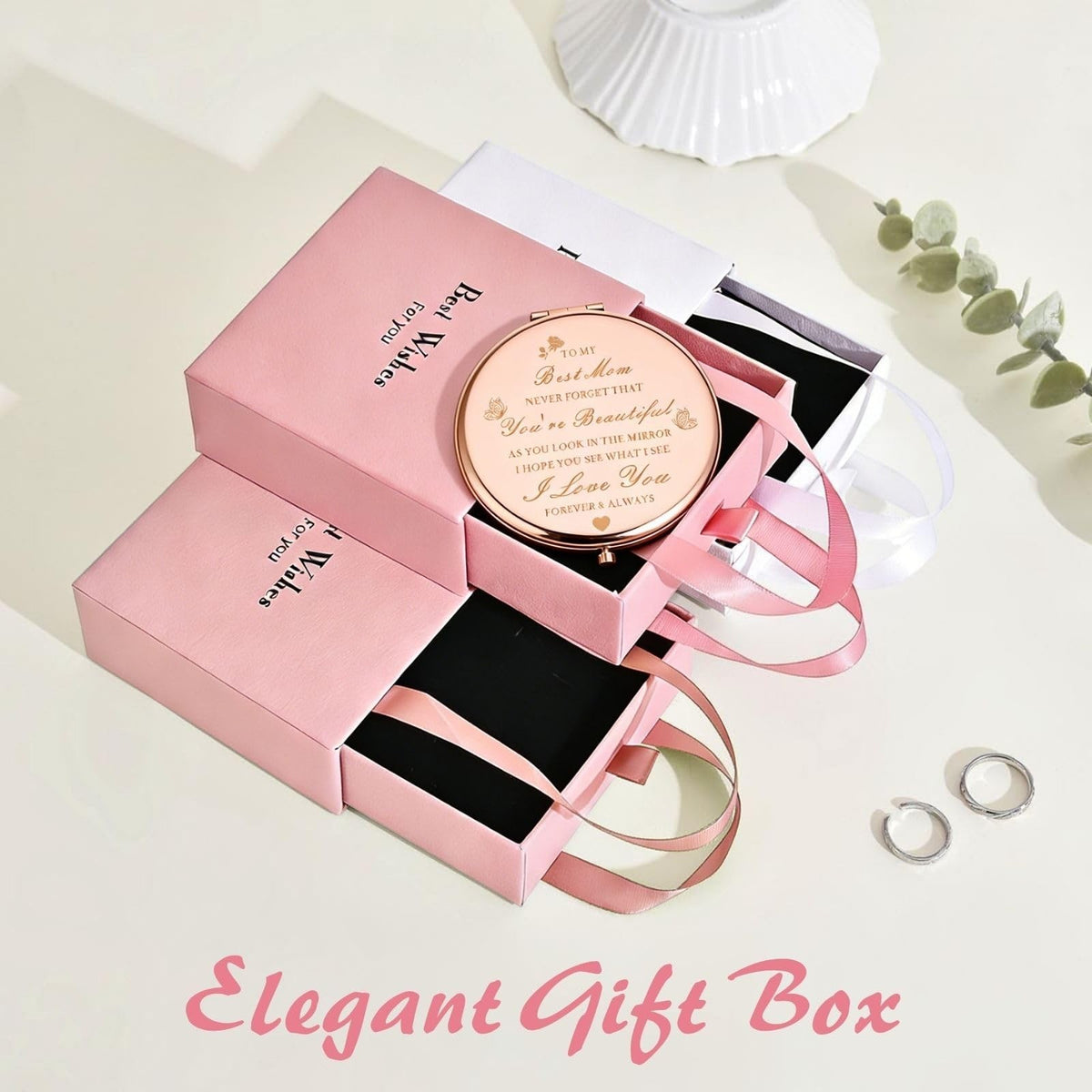 Graduation Compact Mirror with Rose Gold Case and Gift Box - Personal Care Accessory