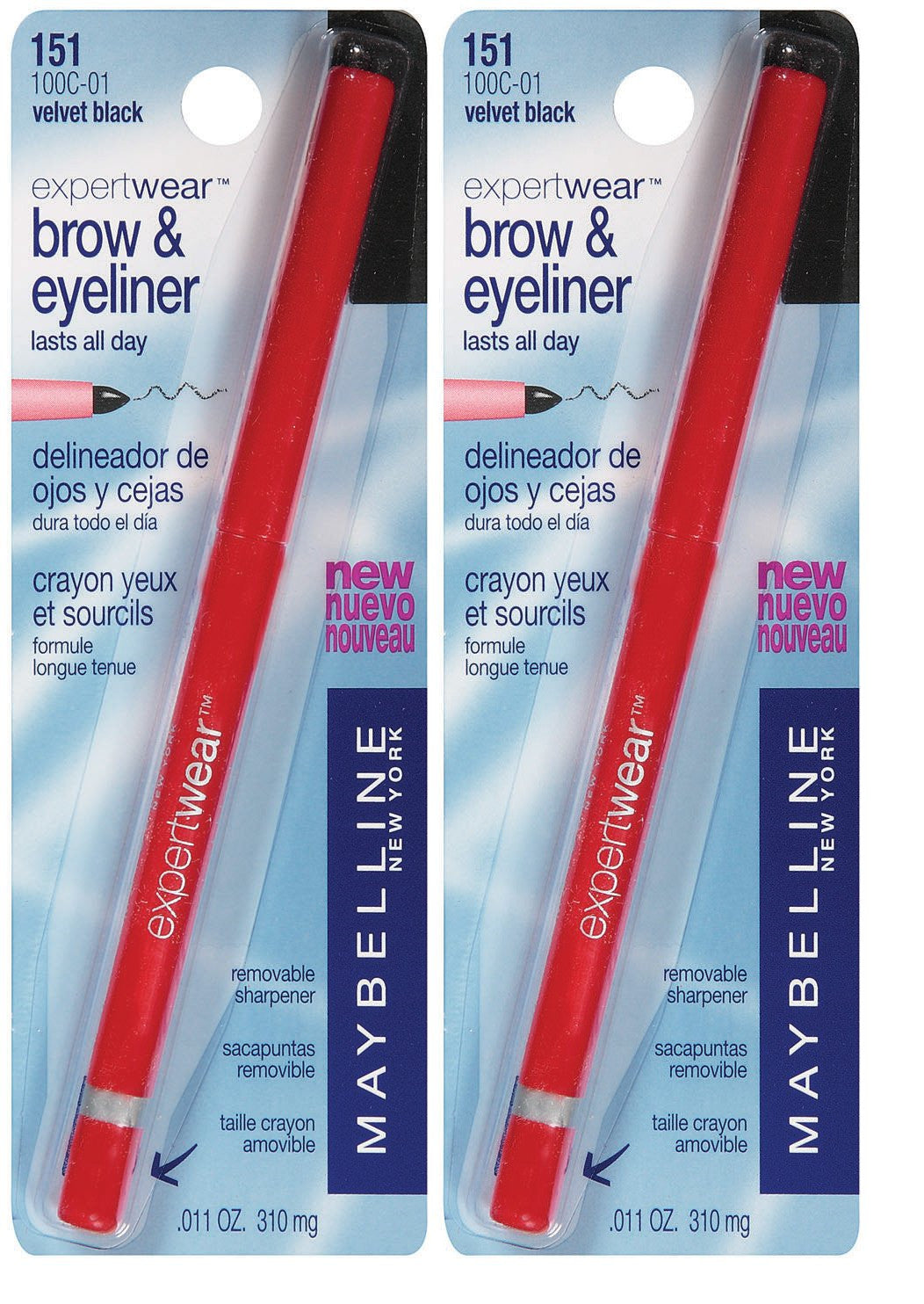 Eyebrow & Eyeliner Pencil Set - Velvet Black, 2 Pack for Makeup & Grooming