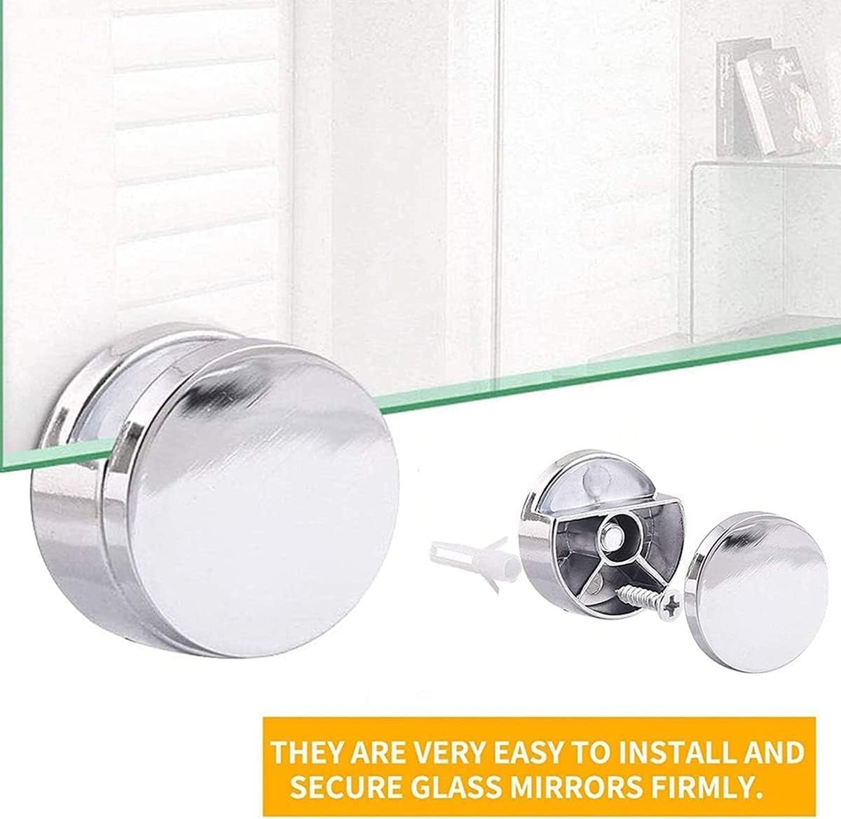 Zinc Alloy Wall-Mounted Mirror Clips Set - Round Glass Support Brackets for Bathroom and Home