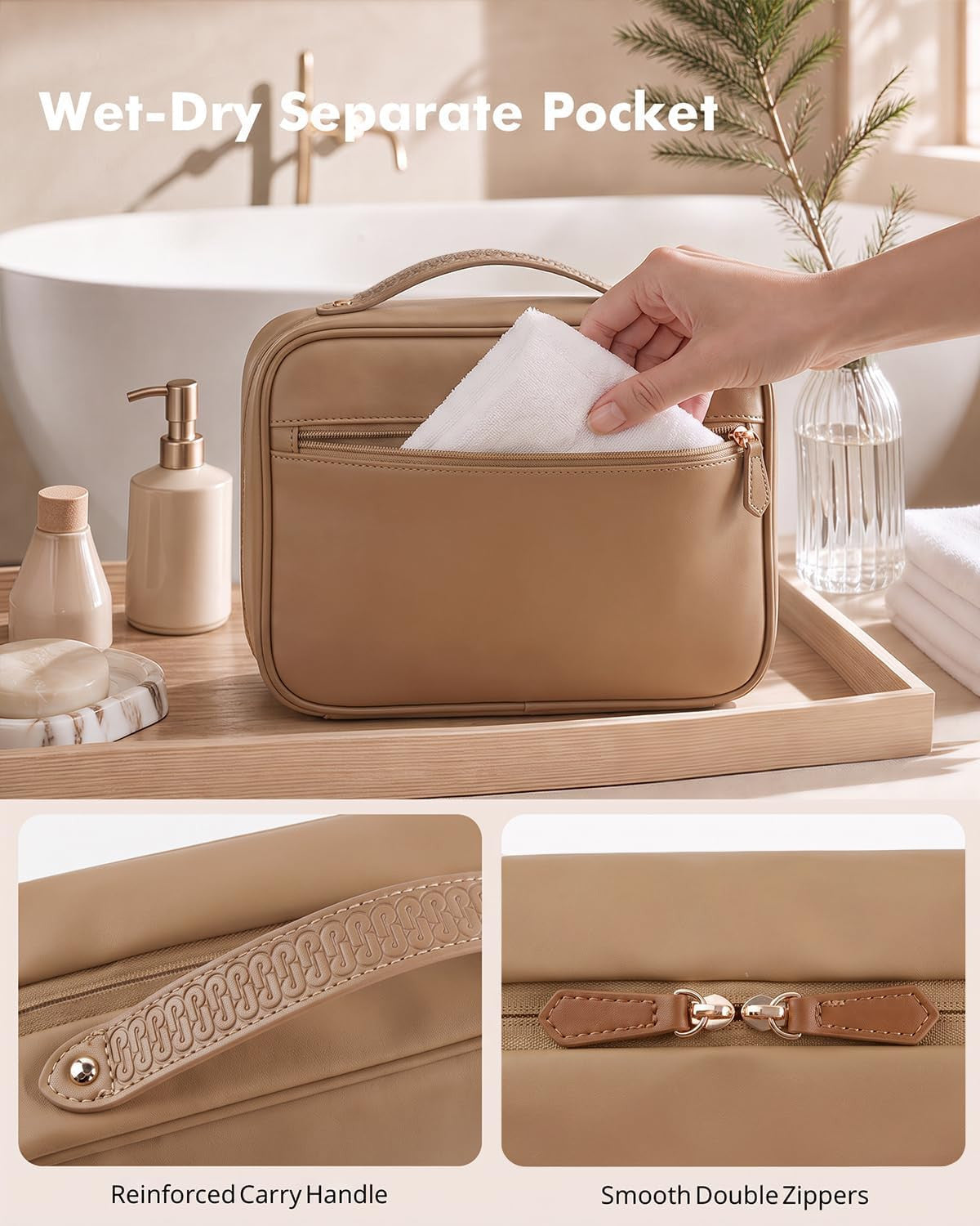 Waterproof Hanging Toiletry Bag for Women with Jewelry Organizer - Travel Makeup Organizer