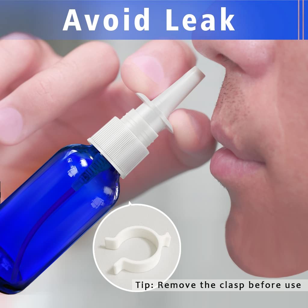 Refillable Glass Nasal Spray Bottles Set - 1oz (30ml) with Pump & Labels