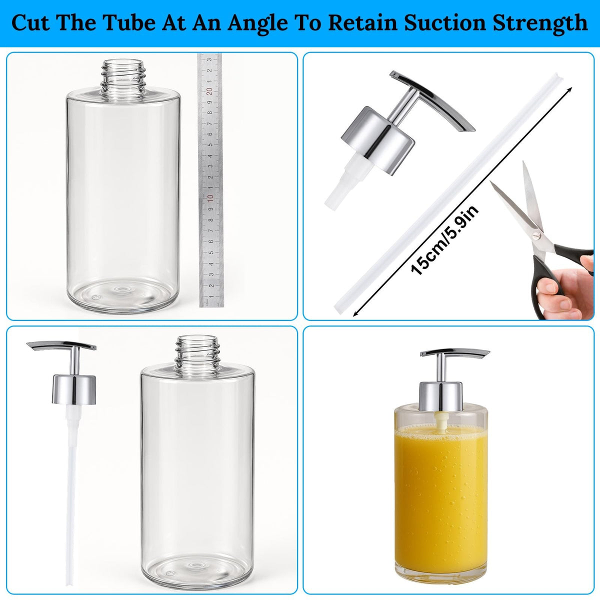 2 Pack Universal Silver Soap Dispenser Pumps Replacement Top for Liquid Hand Soaps