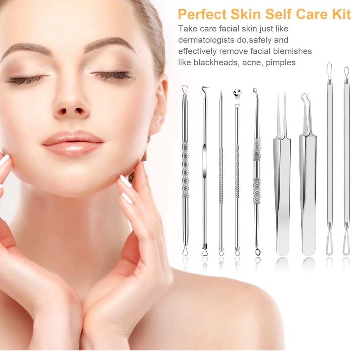 9-Piece Blackhead Remover Tool Kit for Comedone Extraction - Stainless Steel
