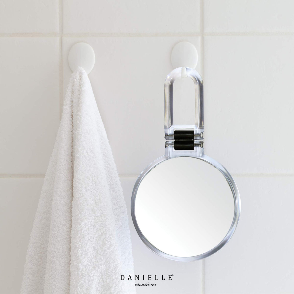 Folding 2-Sided Hand Mirror with 10X Magnification - Travel Compact Clear