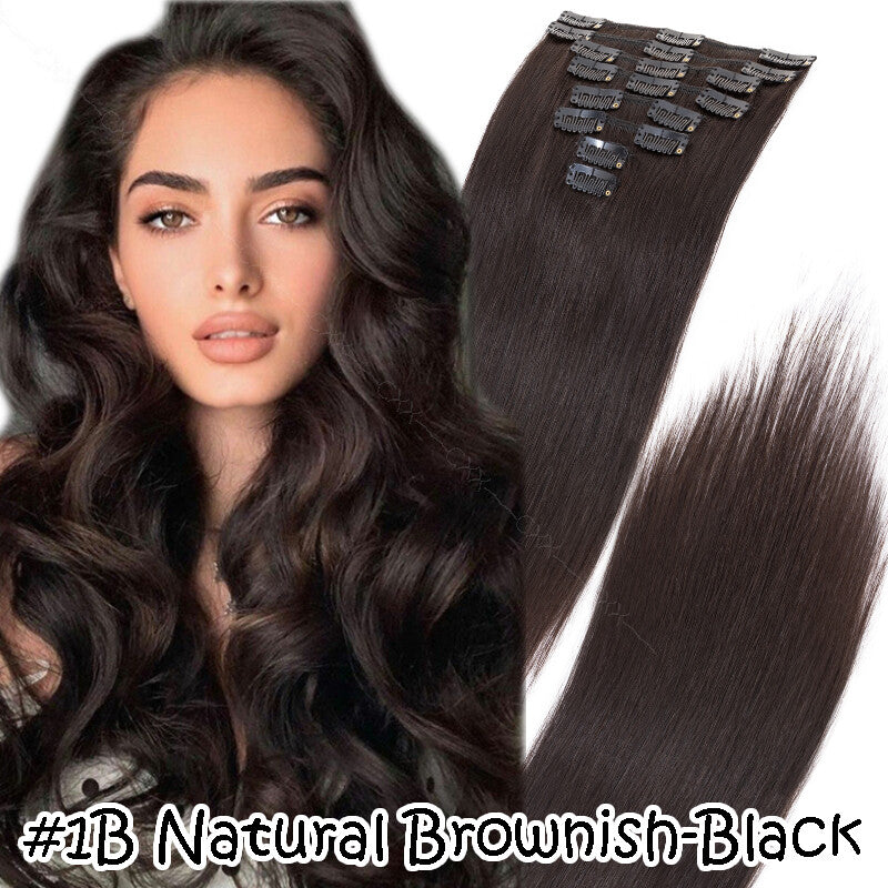 Clip-In Human Hair Extensions Full Head 8PCS Remy Hair Sets Multiple Colors & Lengths