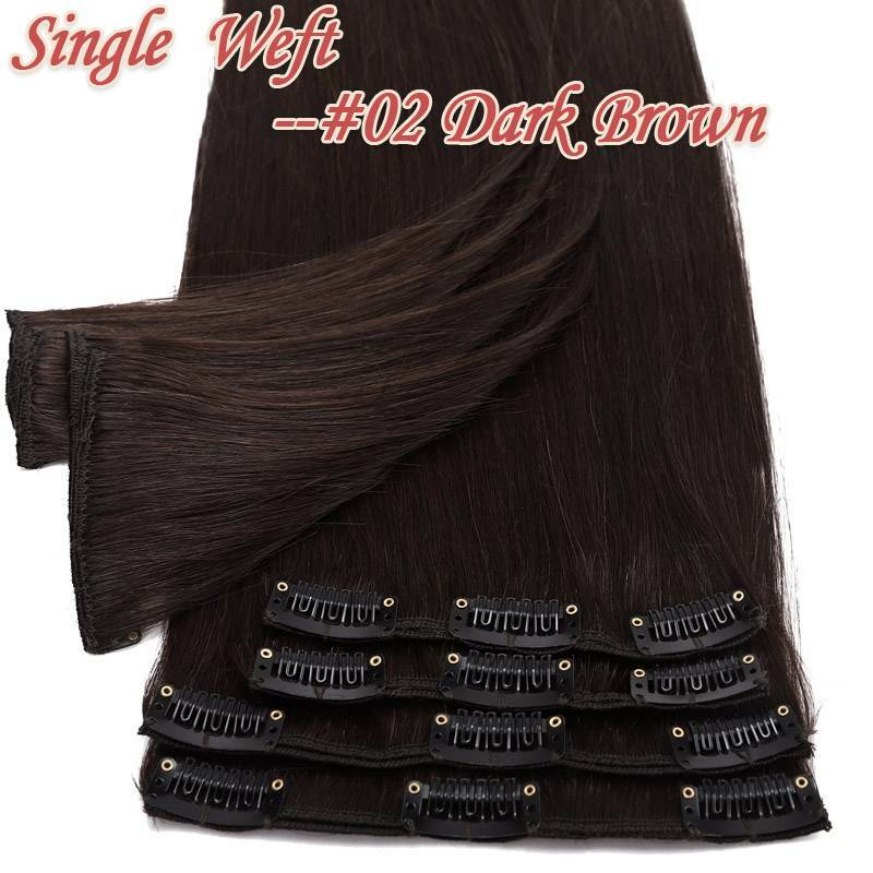 Thick Full Head Clip-In Hair Extensions 100% Human Remy Double Weft 20-22 Inches