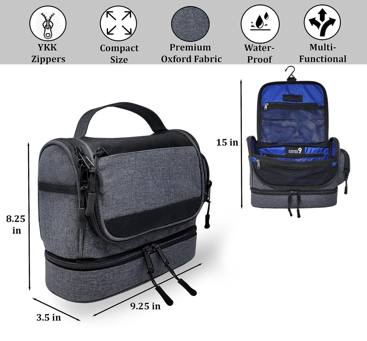 Men's Water-Resistant Hanging Toiletry Bag - Rugged Travel Organizer
