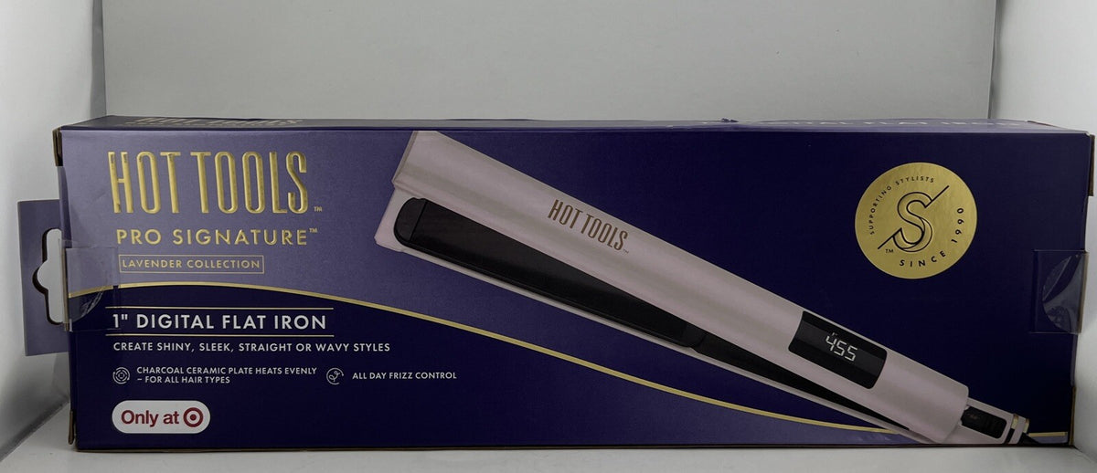 Flat Hair Iron 1 Inch with LED Display for Smooth Styling - Lavender