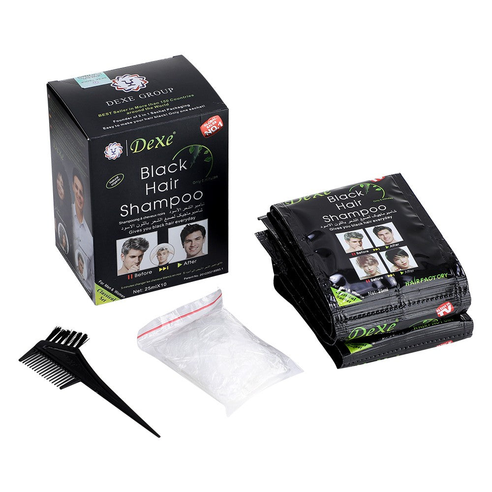 Black Hair Dye Shampoo - 10x25ml Herbal Color Treatment