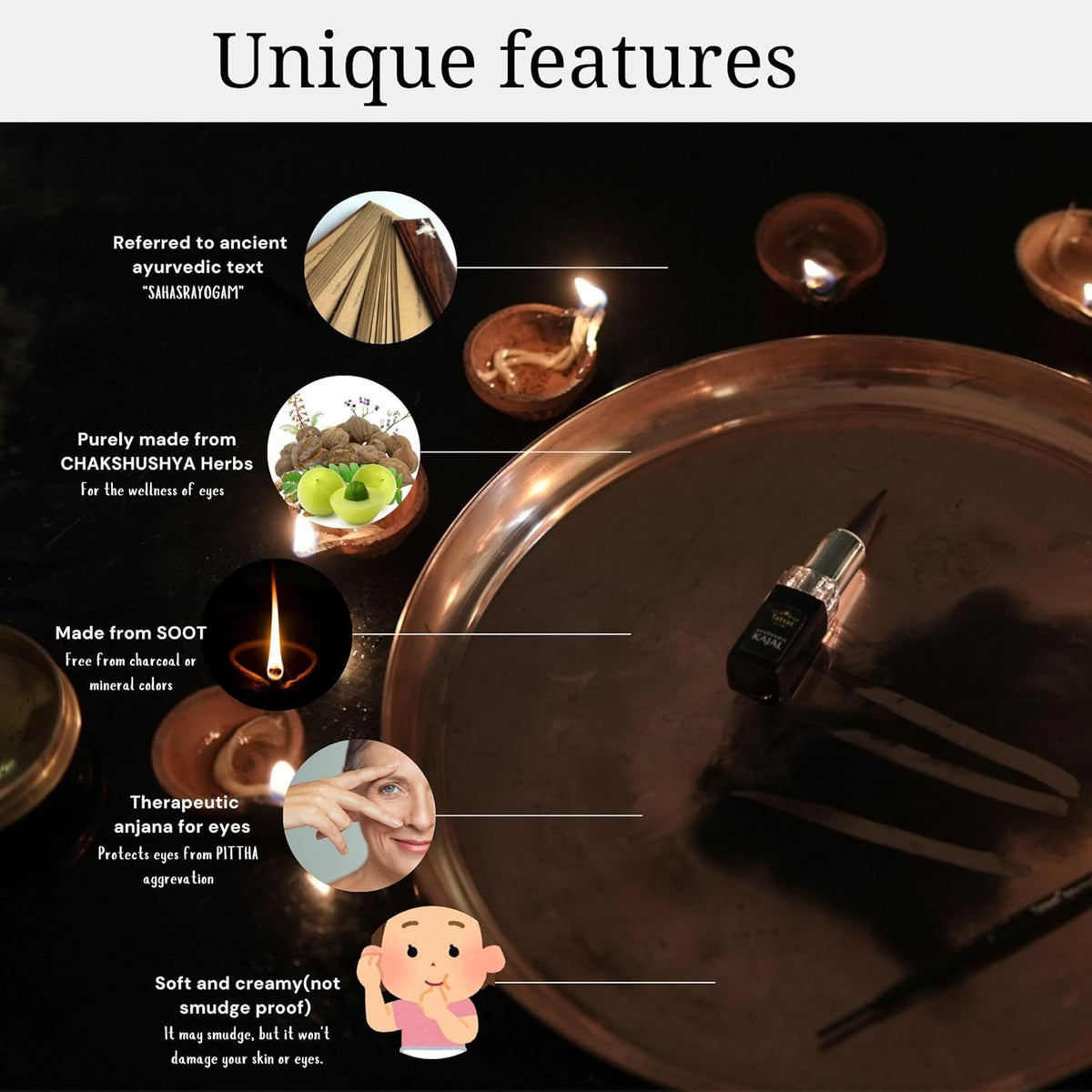 Herbal Ayurvedic Kajal Eyeliner for Eye Care - Natural, Lead-Free & Safe for All Ages