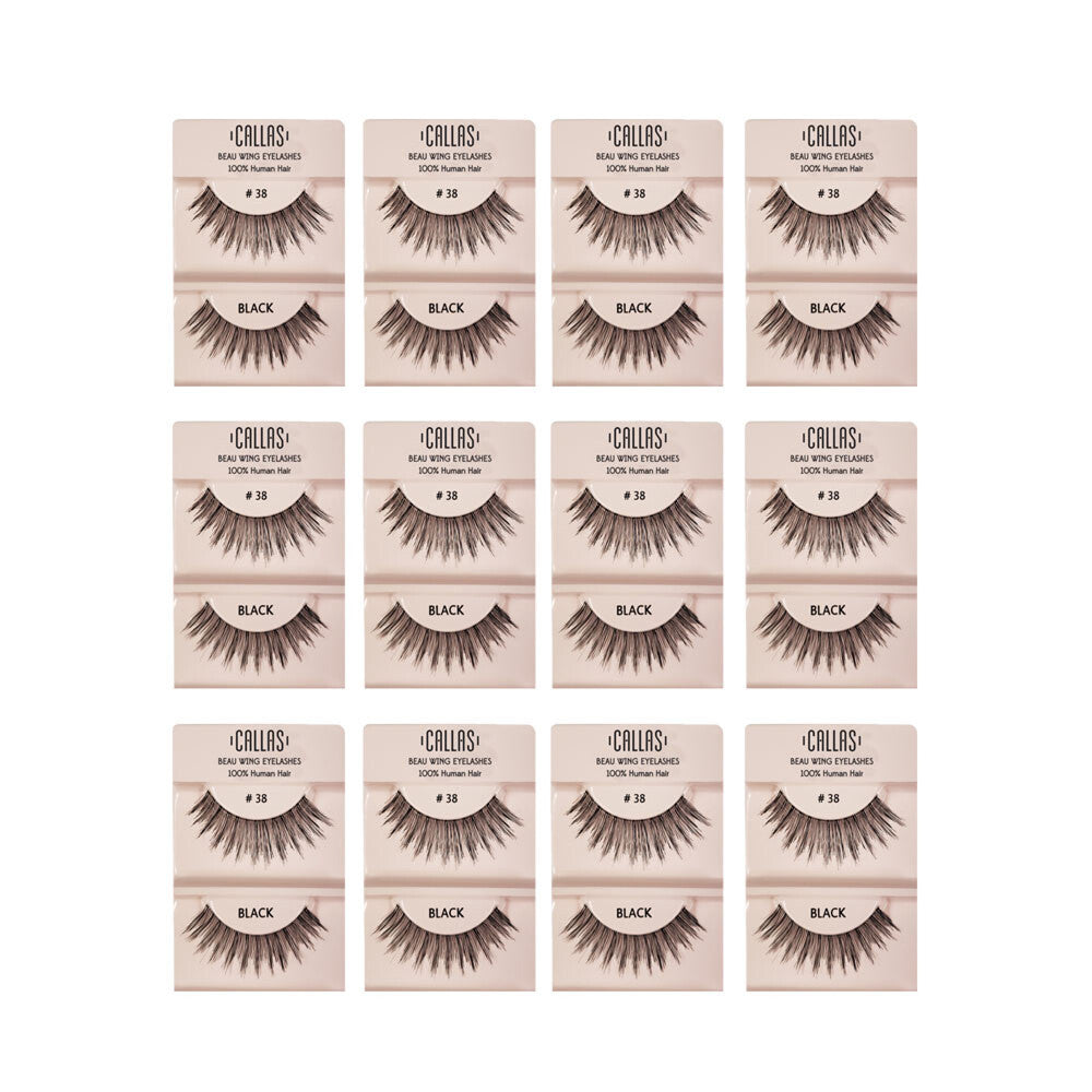 False Eyelashes 12 Pairs - Human Hair Thick & Full Eye Makeup Enhancer