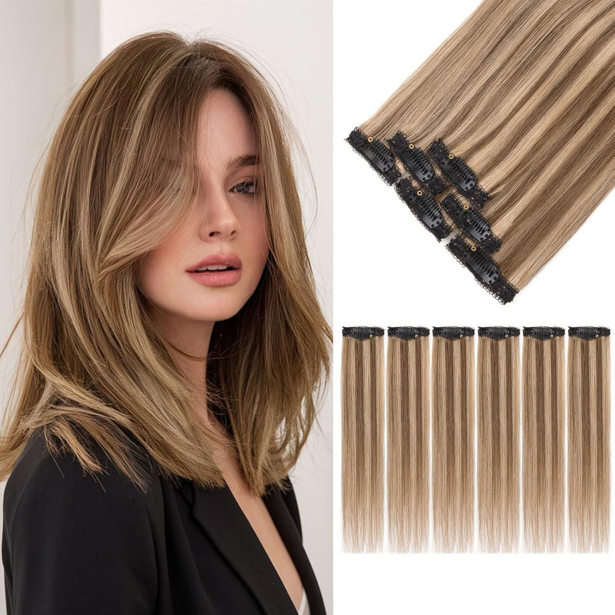 6PCS Clip-In Short Hair Extensions 100% Human Hair, Multiple Colors & Lengths