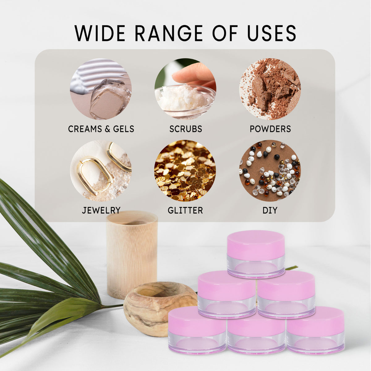 High Quality Acrylic Sample Jars Set - BPA Free, 5g/5ml, 50 Count