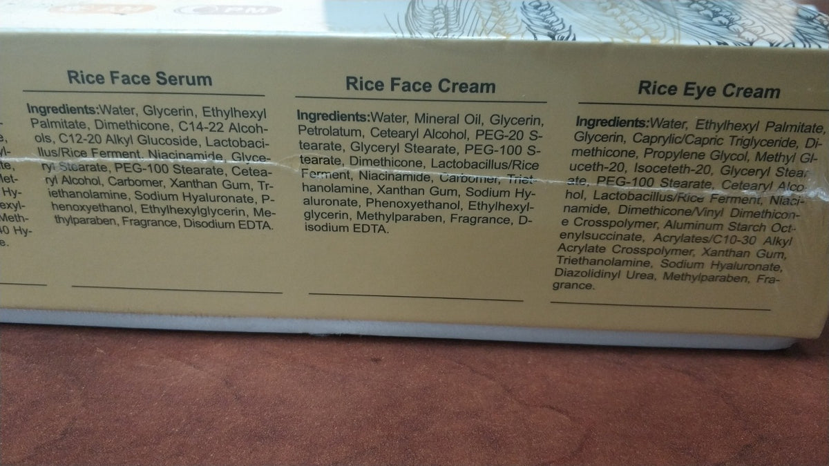 Organic Rice Facial Skincare Set with Cleansers, Toner, Cream & Eye Cream - 5PCS