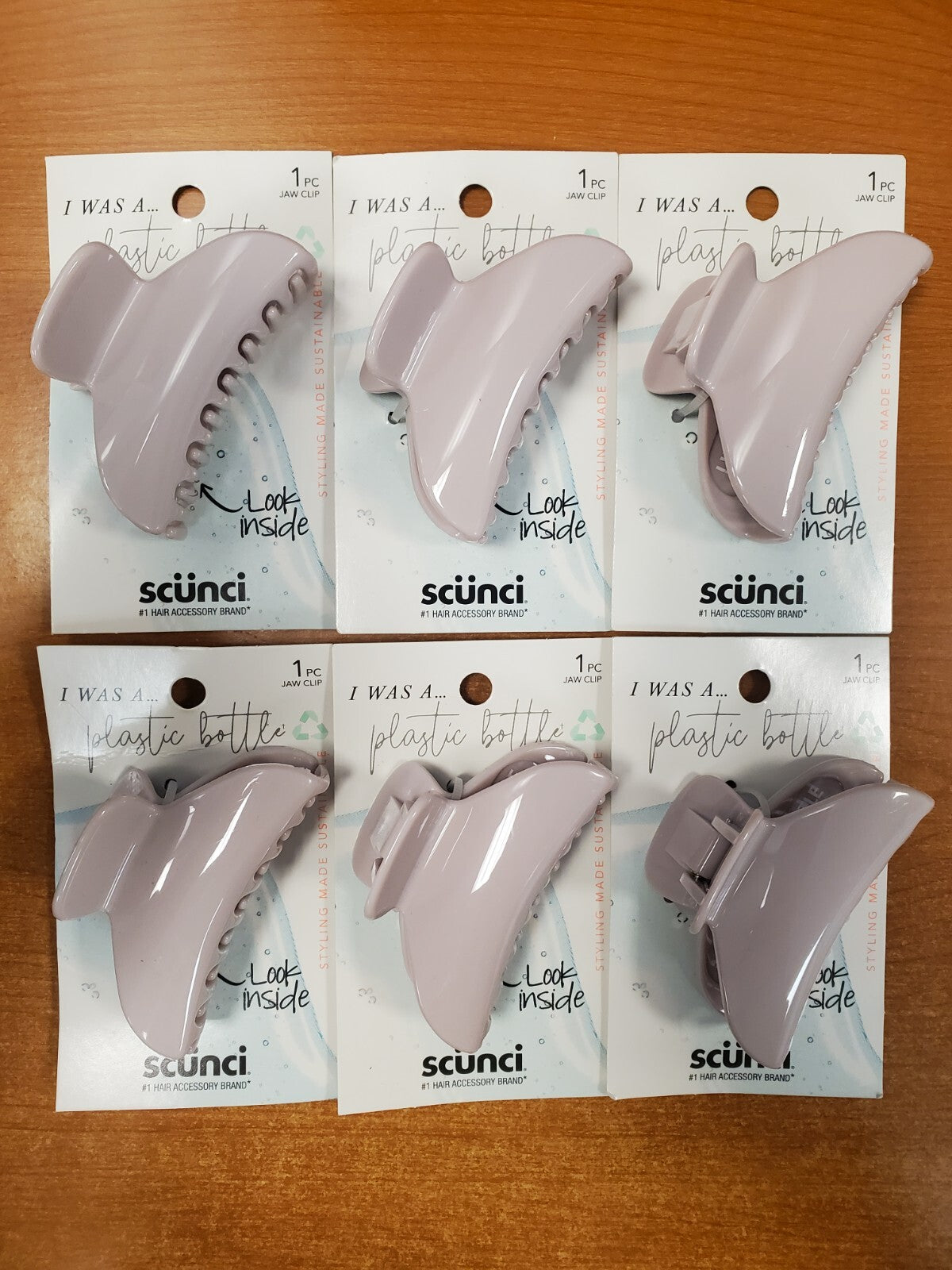 Upcycled Claw Clip 6-Pack - Light Pink, Scünci Earth-Friendly Hair Clips