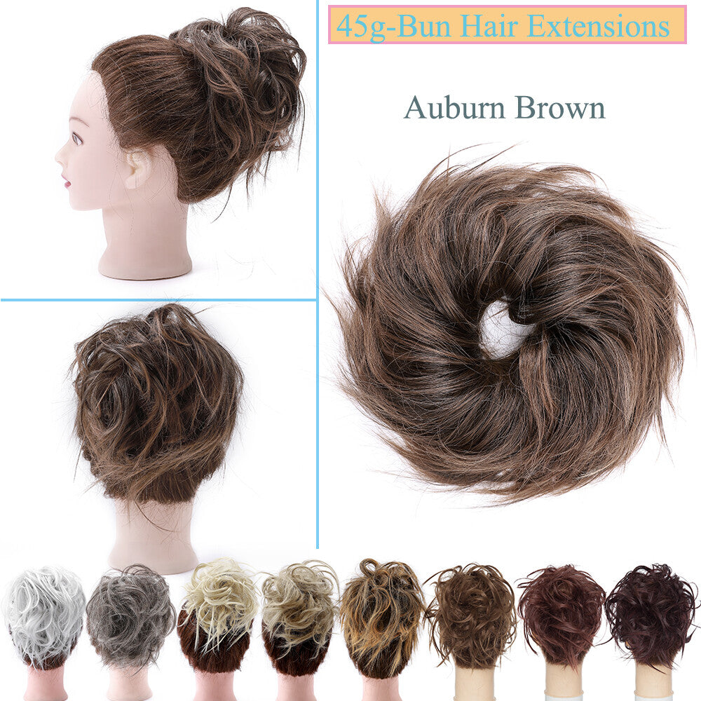 Large Messy Bun Hair Extension - Voluminous Synthetic Ponytail Wrap