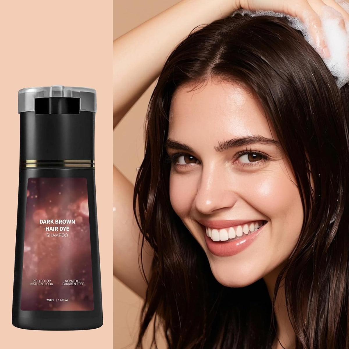 Hair Color Dye Shampoo - Dark Brown, 2 Pack