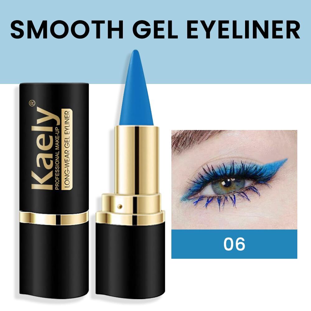 Waterproof Gel Eyeliner Pencil Set - Light Blue & Black Makeup Kit