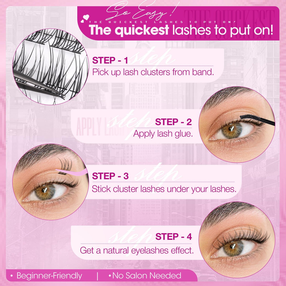 Natural Cluster Lashes Wispy CC-Curly 9-11mm Mixed Lengths Eyelash Black