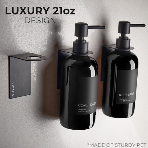 Stylish Shampoo & Conditioner Dispenser Set of 3 - Wall Mount, Drill
