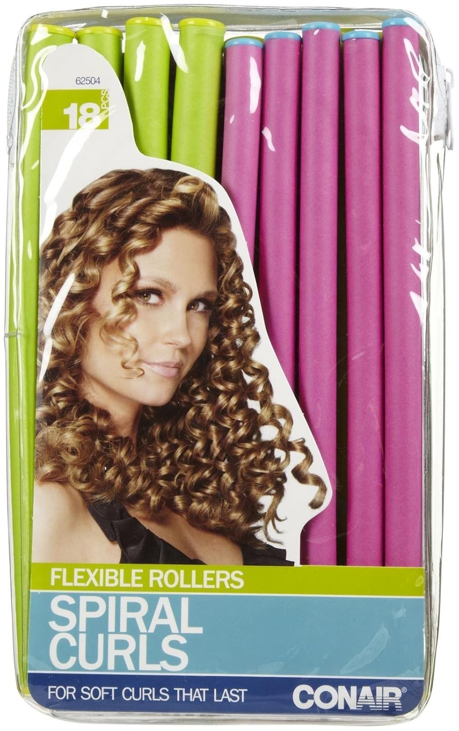 Conair Spiral Curlers Foam Hair Rollers for Soft Bouncy Curls - 4 Pack