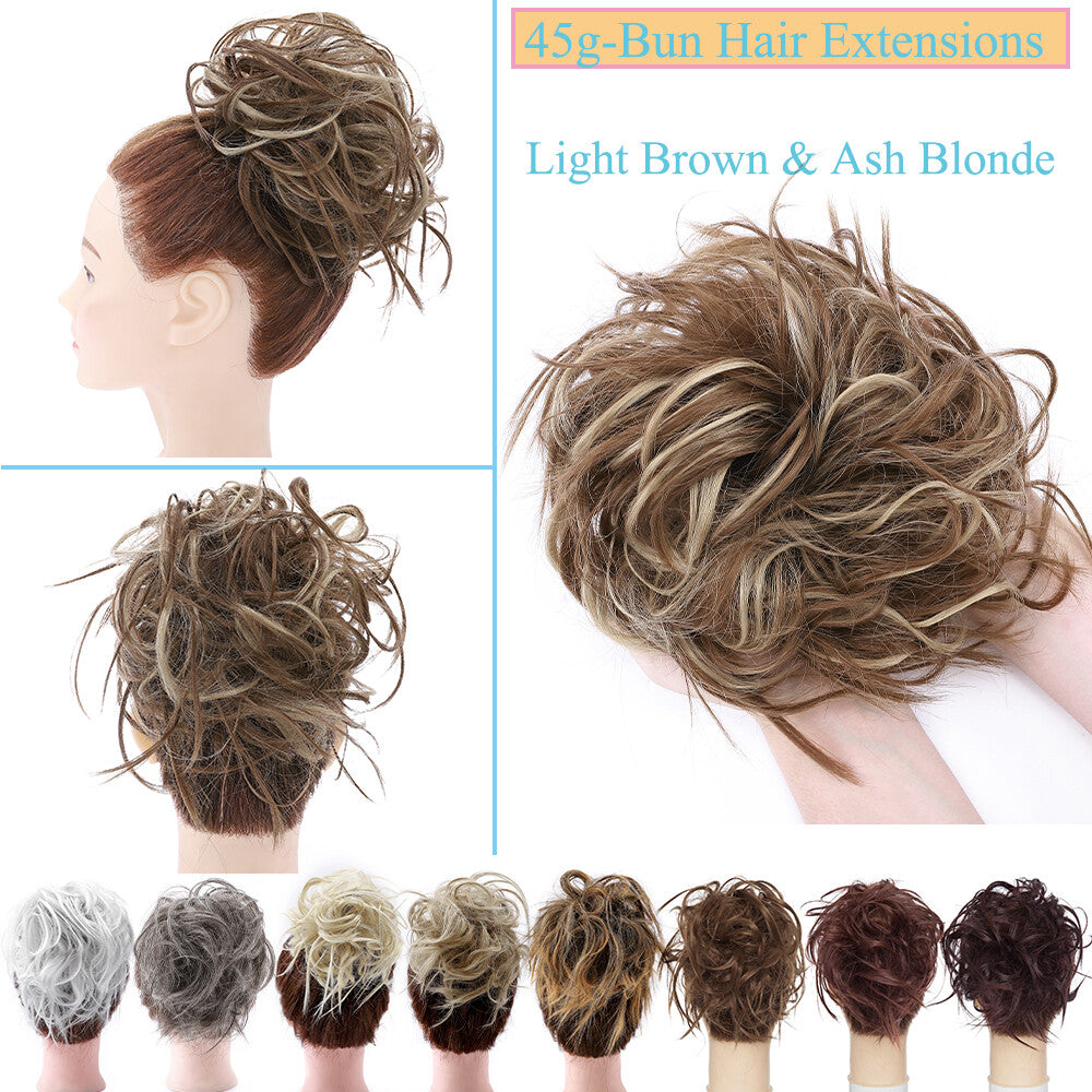 Large Messy Bun Hair Extension - Voluminous Synthetic Ponytail Wrap