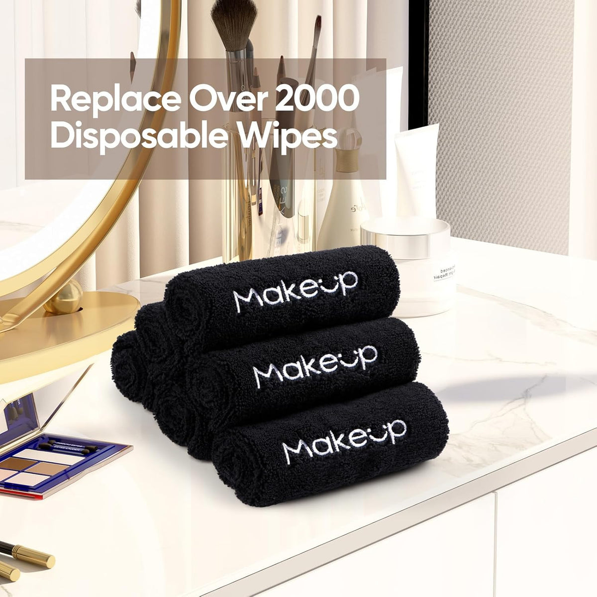 Reusable Microfiber Makeup Remover Cloths 6 Pack - Soft Face Cleansing Towels