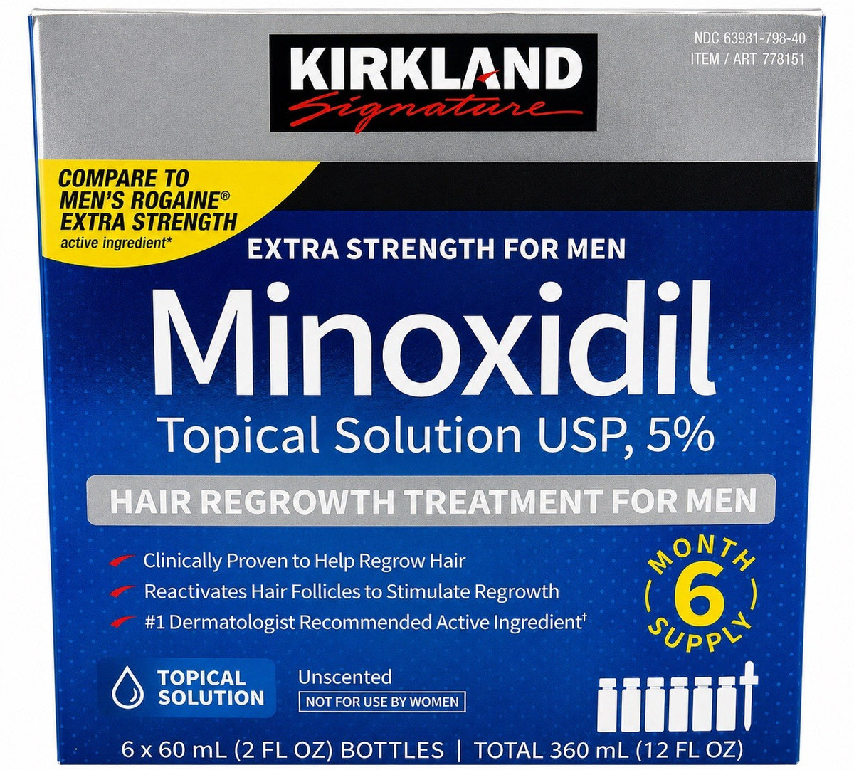 Minoxidil 5% Hair Regrowth Solution Extra Strength 6-Month Supply