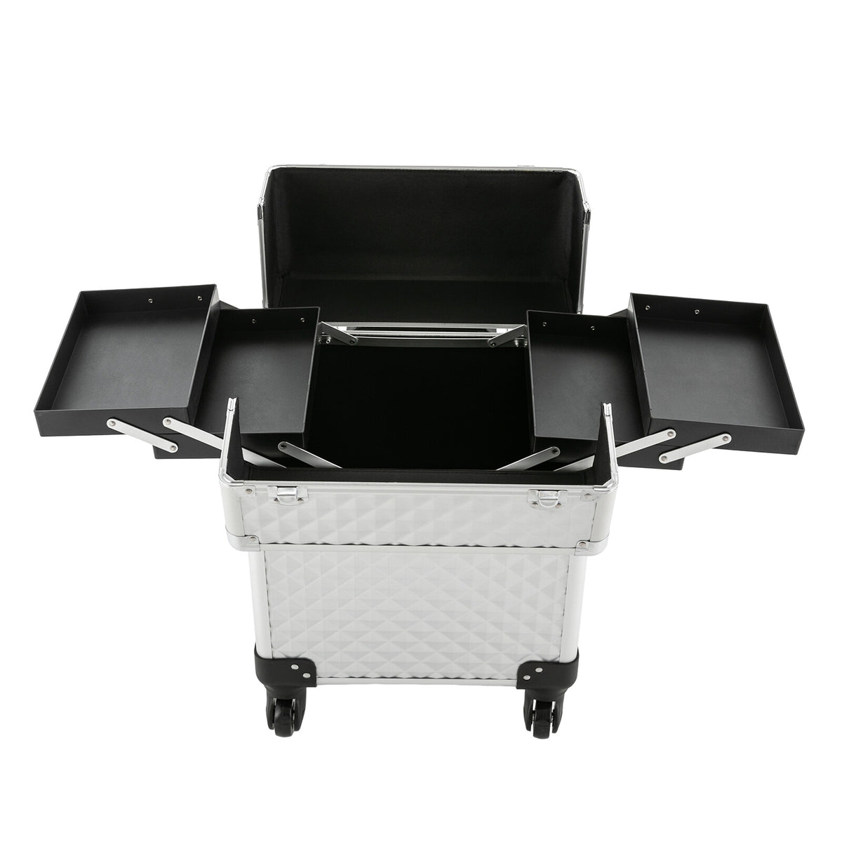 Lockable Rolling Makeup Case with Wheels and Organizer for Cosmetics & Beauty Tools