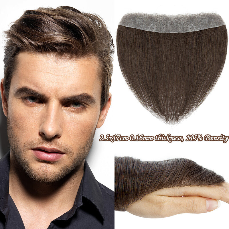 Men's Receding Hairline Toupee with Human Hair & Skin PU Base