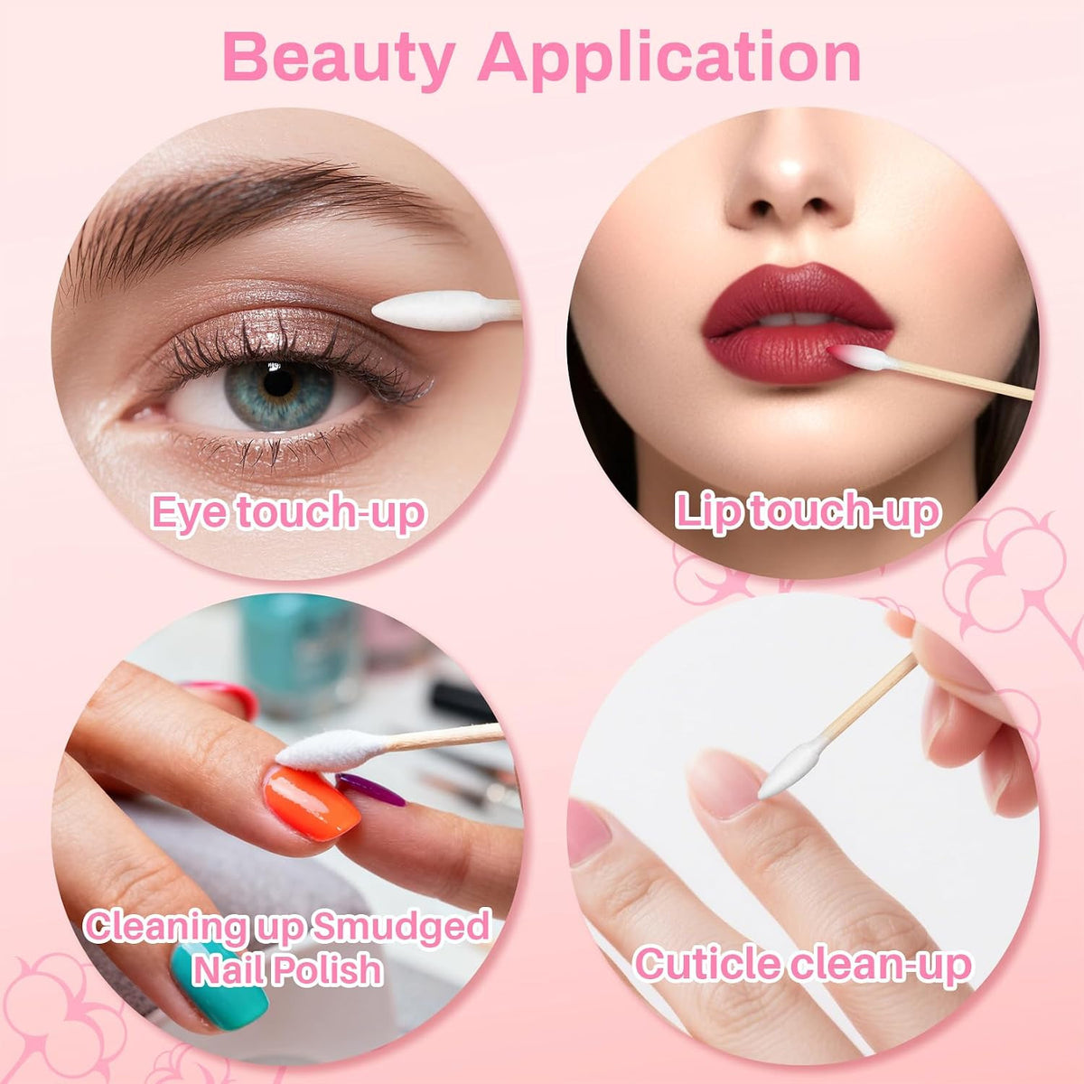 Pointed Cotton Swabs 300PCS Dual-Tip Precision Makeup & Cleaning Sticks