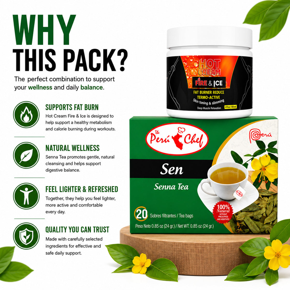 Hot Cream + Senna Tea Wellness Bundle - Made in USA