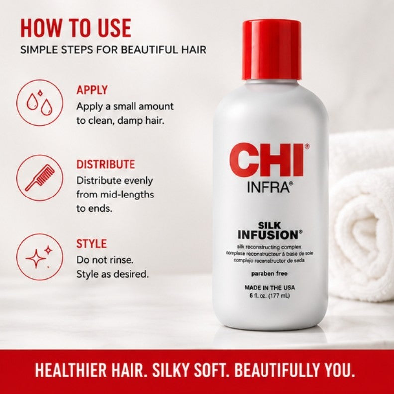 CHI Infra Silk Infusion Leave-In Hair Treatment - Reconstructing, Shine & Strength - 6 Oz