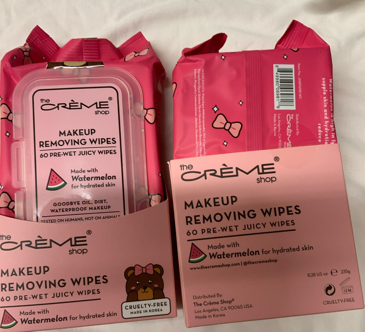 Watermelon Makeup Removing Wipes 60 Pre-Wet Towelettes - 2 Packs, Total 120