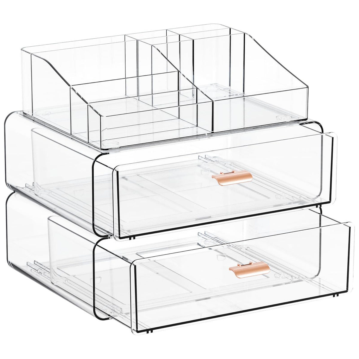 Acrylic Makeup Organizer with Drawers and Compartments - Clear Countertop Storage