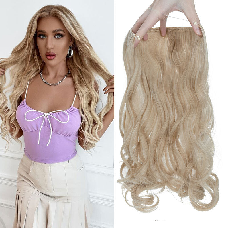 Invisible Wire Hair Extensions - Natural Synthetic Length & Body Wavy or Straight