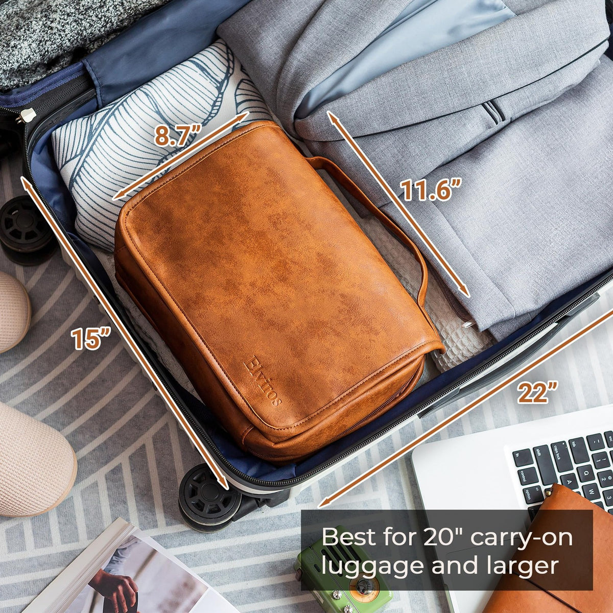 Large Waterproof Men’s Toiletry Bag with Hanging Hook and Multiple Compartments